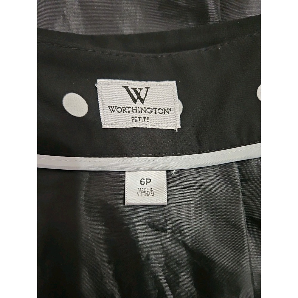 Worthington Women's Petite Size 6 Black Polka Dot pleated midi skirt, - Picture 5 of 8